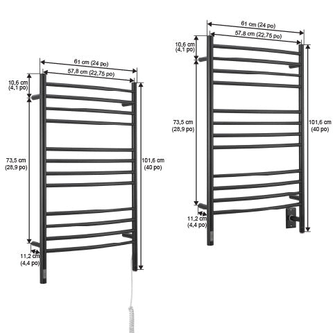 Lustra OBT 12 Bar Dual Wall Mount Towel Warmer with Integrated On-Board Timer in Matte Black