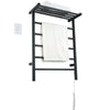 Ancona Miazzo chauffe-serviettes électrique mural à 5 barres et à tablette avec minuterie préprogrammée en noir mat