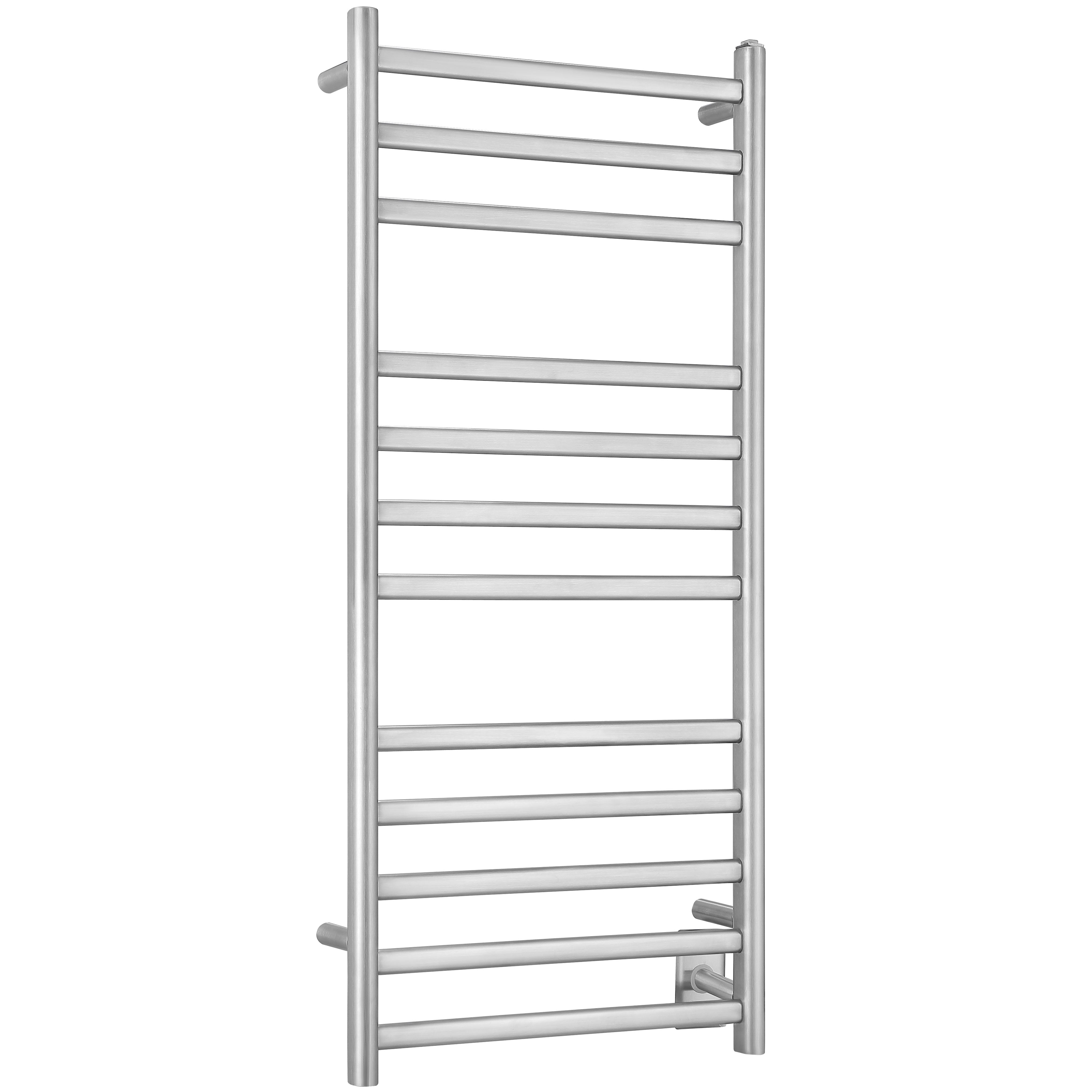 Prima Dual XL 12-Bar Hardwired and Plug-in Electric Towel Warmer in Brushed Stainless Steel