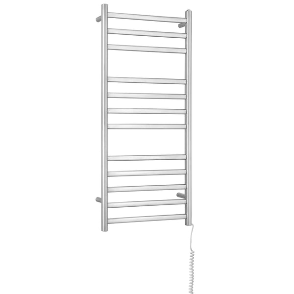 Prima Dual XL 12-Bar Hardwired and Plug-in Electric Towel Warmer in Brushed Stainless Steel