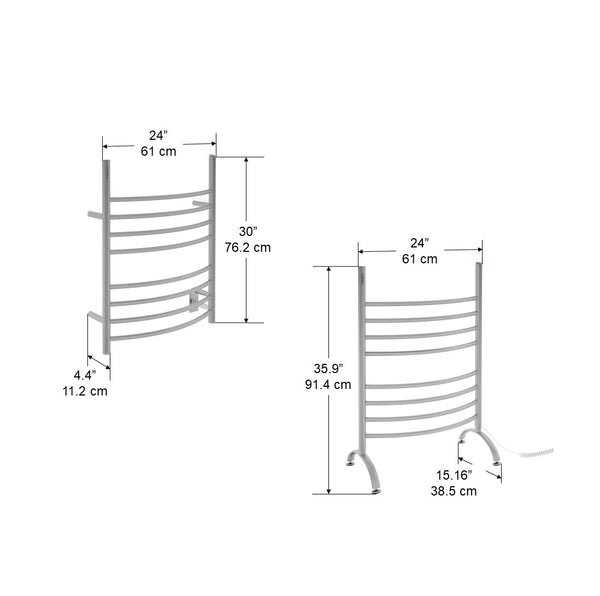 Chauffe-serviettes Imperia OBT 3 en 1, 8 barres avec minuterie intégrée en acier inoxydable brossé