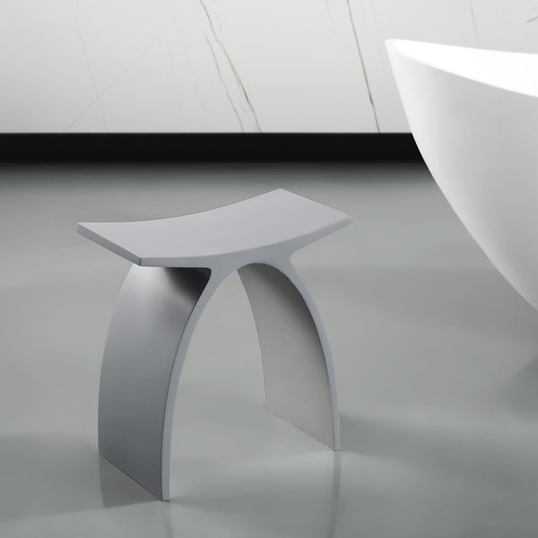 Ancona 17” Pure Acrylic Stone Bathroom Shower Bench in Matte Grey
