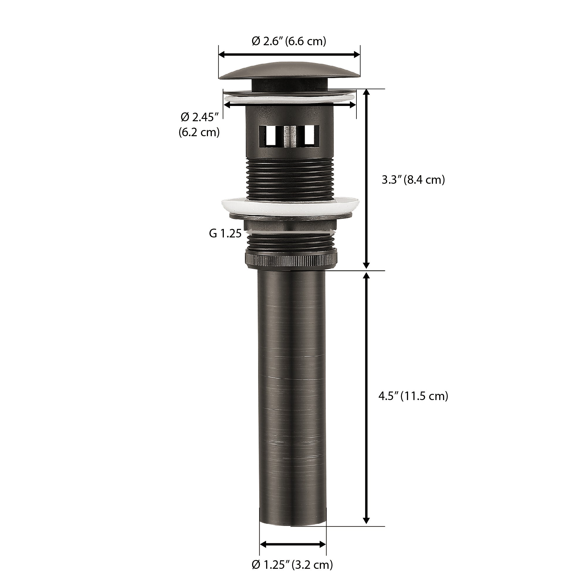 Ancona Bathroom Sink Pop-Up Drain with Overflow in Black Oil Rubbed Bronze