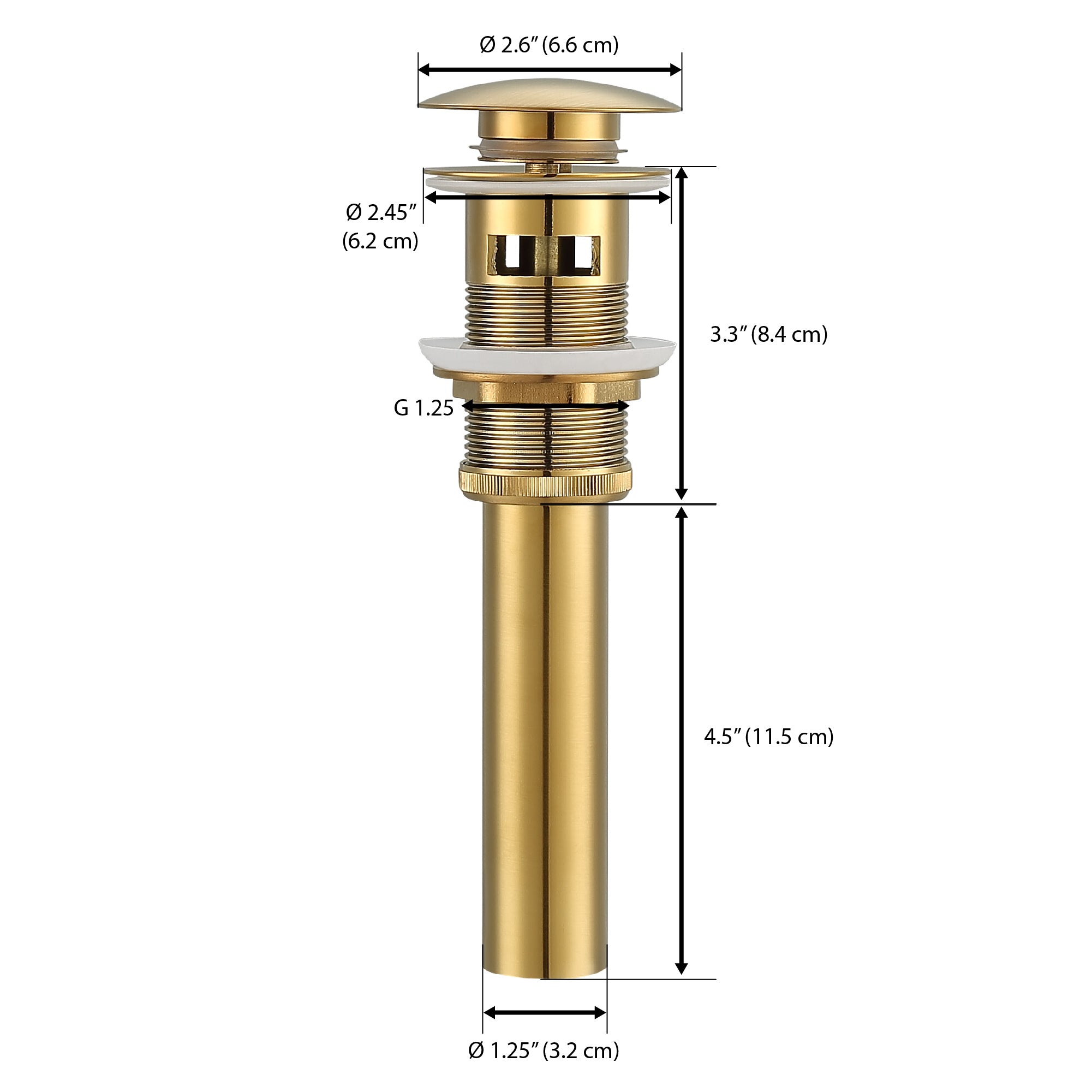 Ancona Bathroom Sink Pop-Up Drain with Overflow in Brushed Titanium Gold