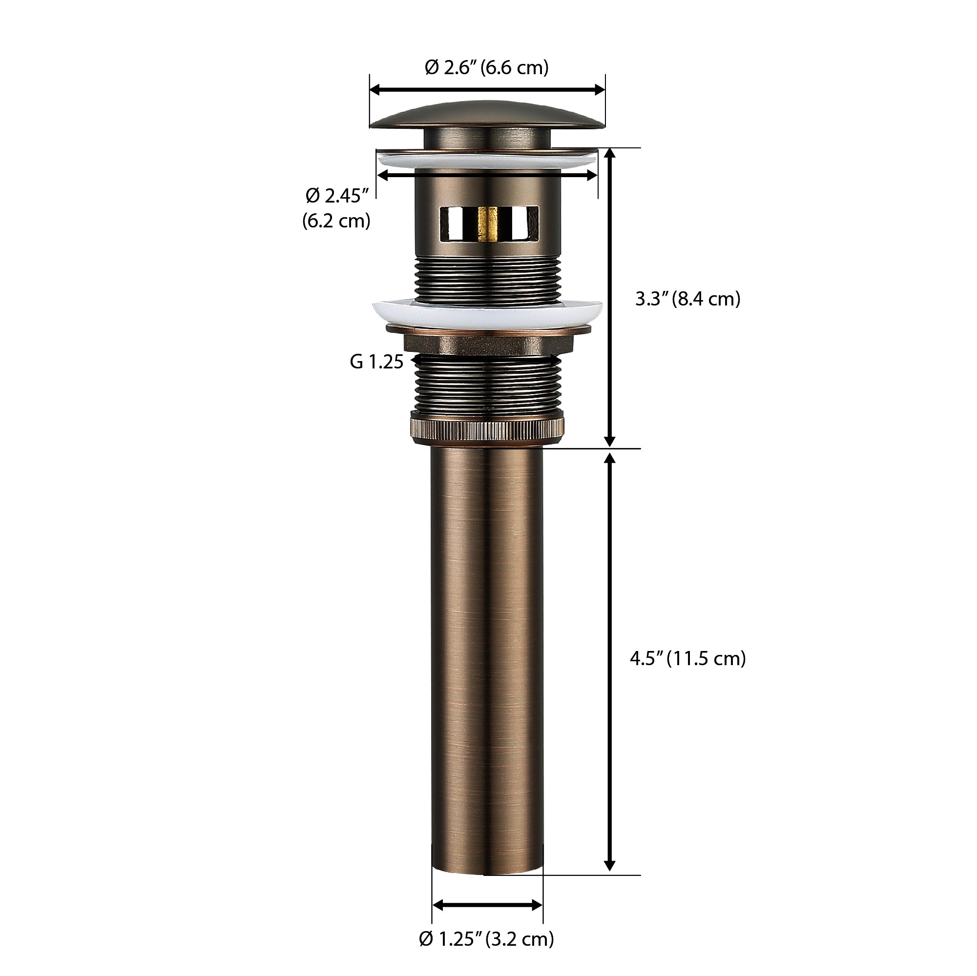 Ancona Bathroom Sink Pop-Up Drain with Overflow in Oil Rubbed Bronze