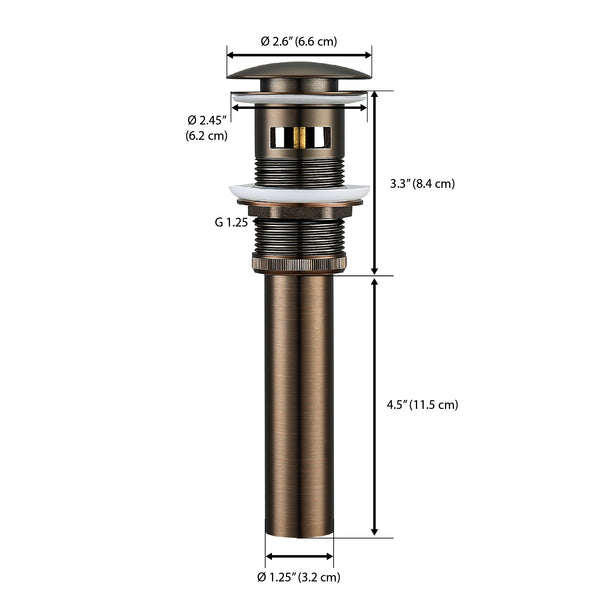 Ancona Bathroom Sink Pop-Up Drain with Overflow in Oil Rubbed Bronze