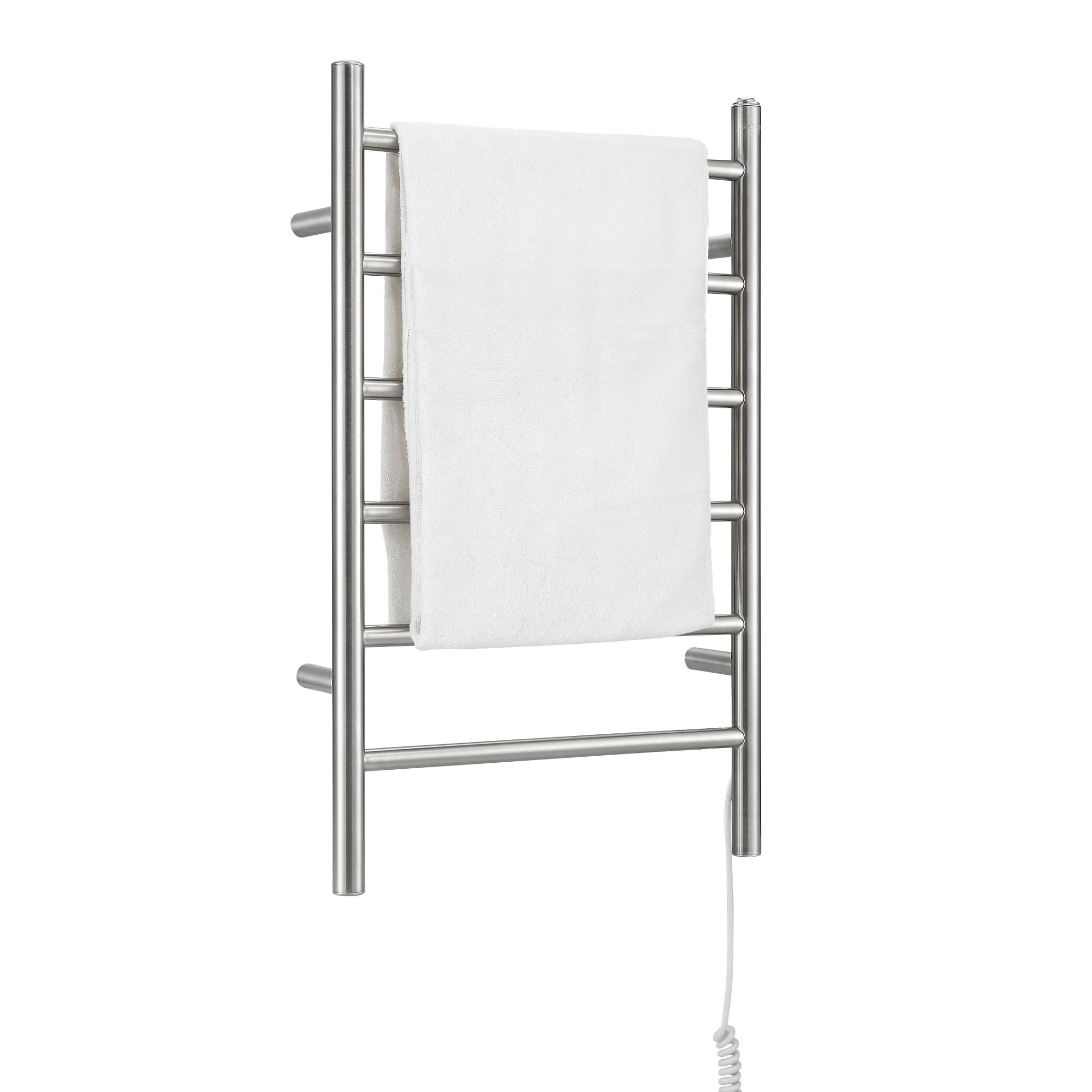 Porte-serviettes chauffant électrique (câblé et sur prise) Comfort Dual à six barres en acier inoxydable poli