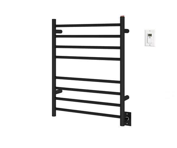 Prestige Dual 8-Bar Hardwired and Plug-in Towel Warmer in Matte Black with Timer