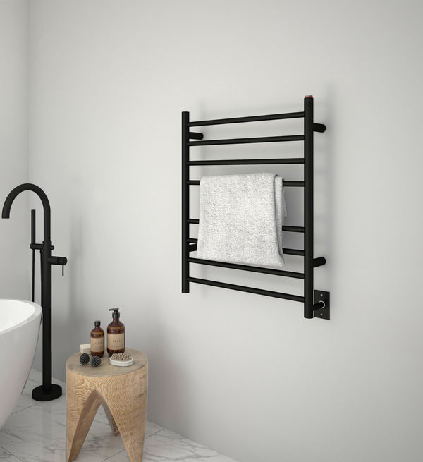 Porte-serviettes chauffant double à fixation murale à 8 barres Prestige d’Ancona au fini noir mat