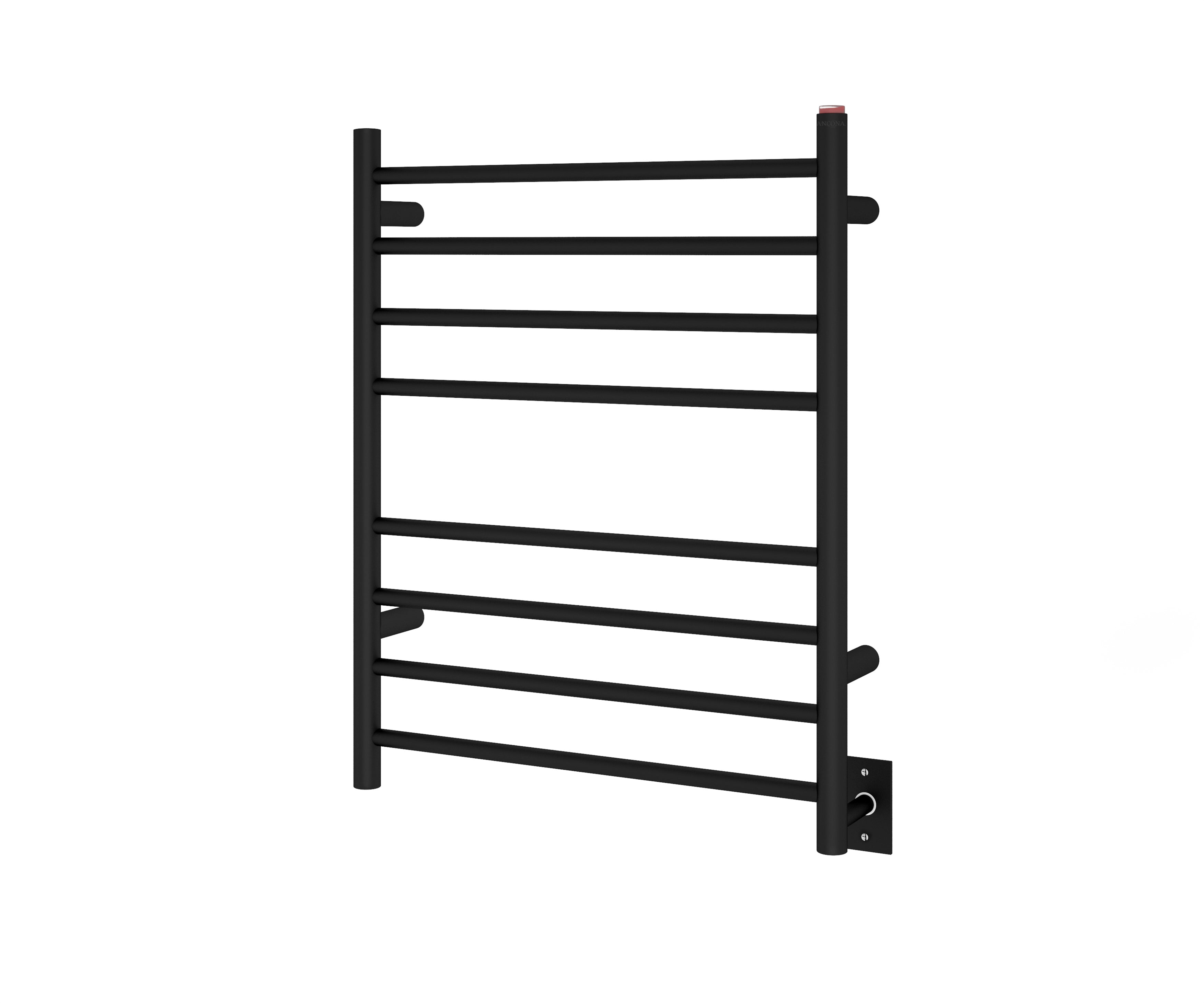 Porte-serviettes chauffant double à fixation murale à 8 barres Prestige d’Ancona au fini noir mat