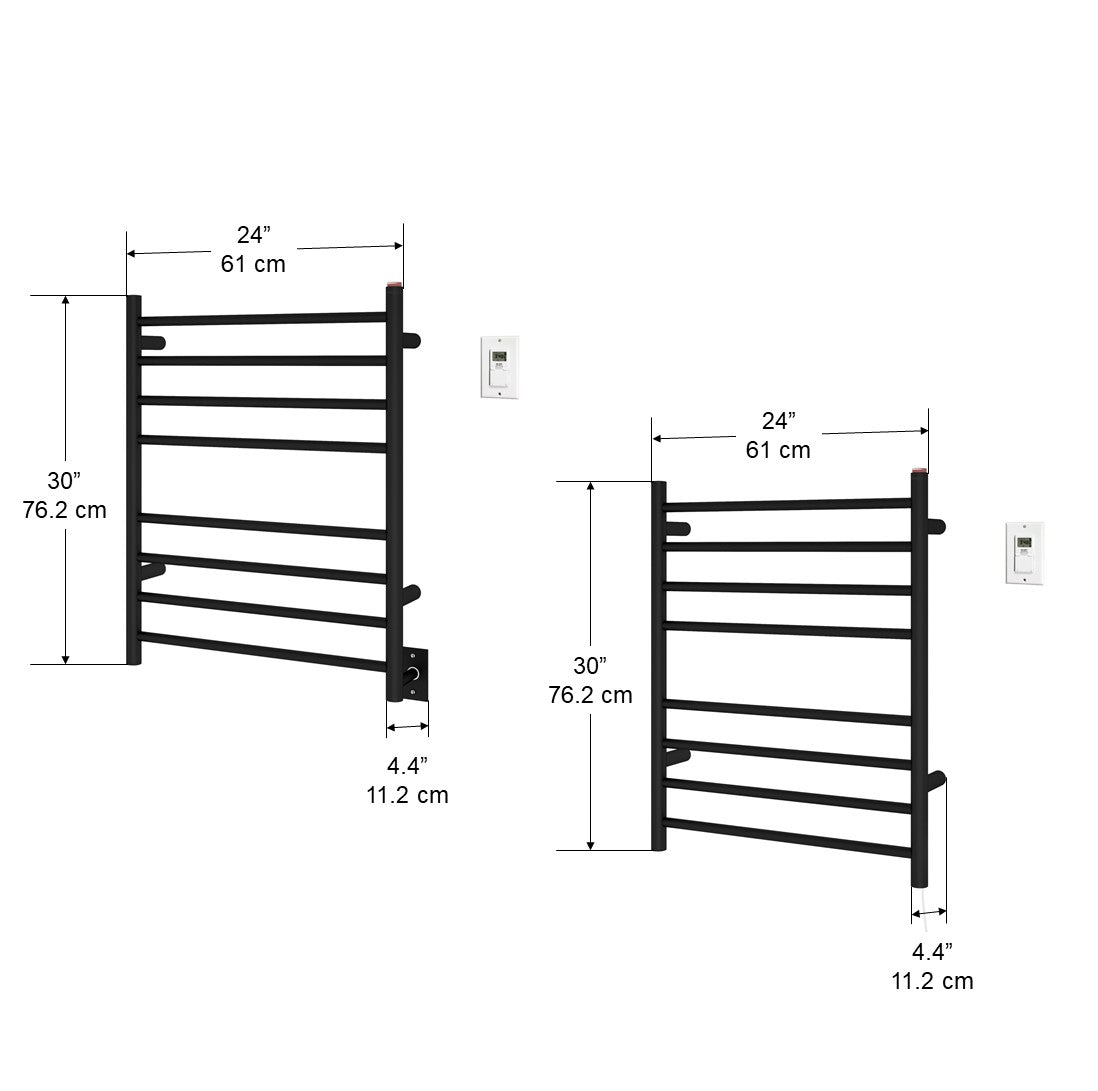 Prestige Dual 8-Bar Hardwired and Plug-in Towel Warmer in Matte Black with Timer