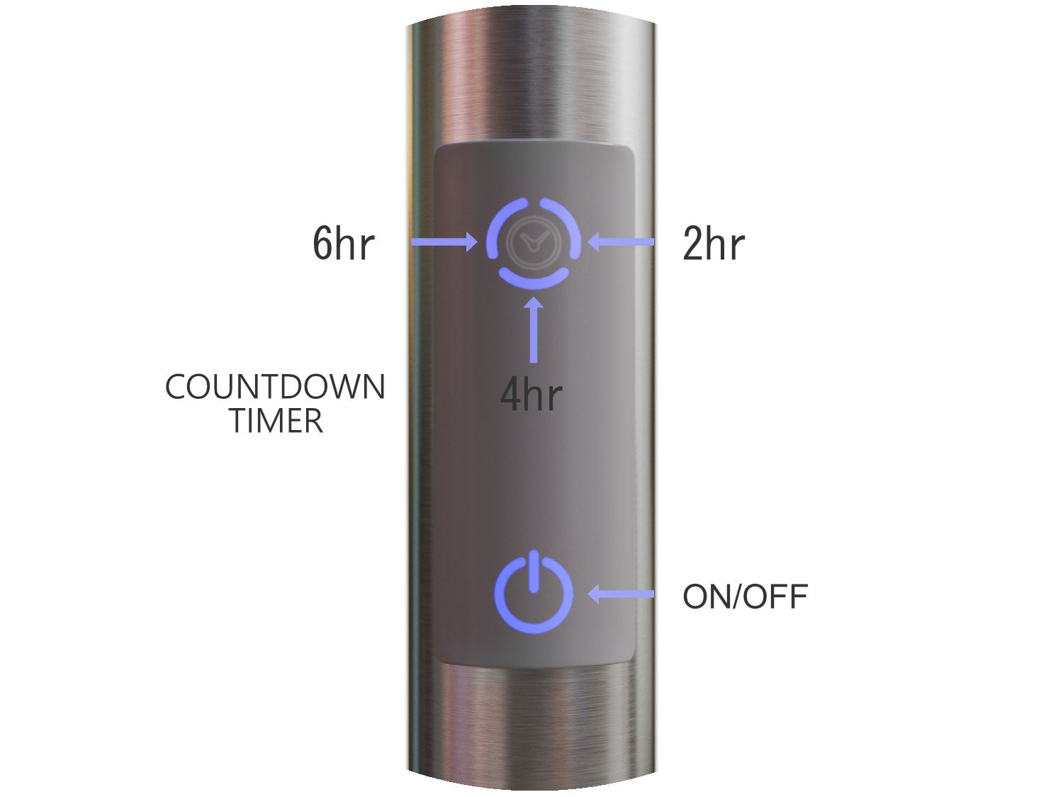 Chauffe-serviettes chauffant Argenta OBT à 10 barres câblé et enfichable avec minuterie en acier inoxydable brossé