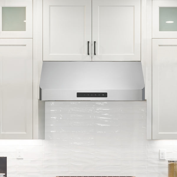 Hotte de cuisine en acier inoxydable à installation sous l’armoire Pro Série Turbo d’Ancona de 76,2 cm (30 po) avec veilleuse