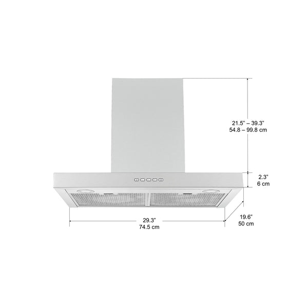 30 in. Convertible Wall-Mounted Rectangular Range Hood in Stainless Steel