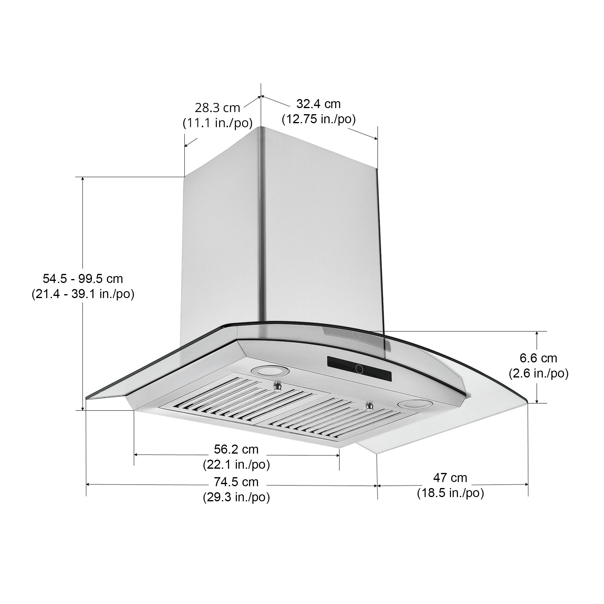 30 in. Convertible Wall-Mounted Glass Canopy Range Hood in Stainless Steel