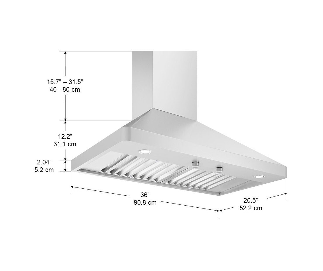 Galleria Pyramid 36 in. Wall Mount Range Hood