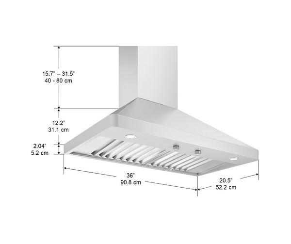 Galleria Pyramid 36 in. Wall Mount Range Hood