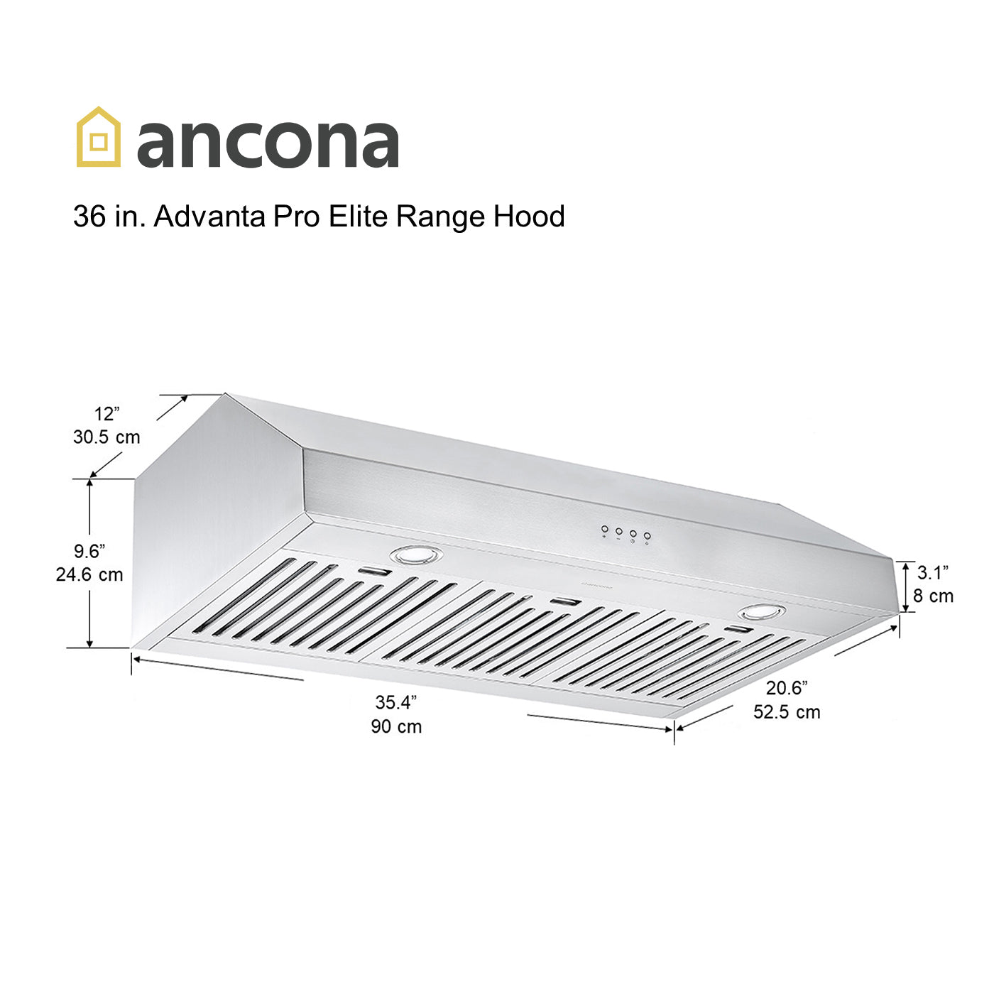 36 in. Advanta Pro Elite Series Range Hood with 625 CFM and 3-Speed Electronic Controls