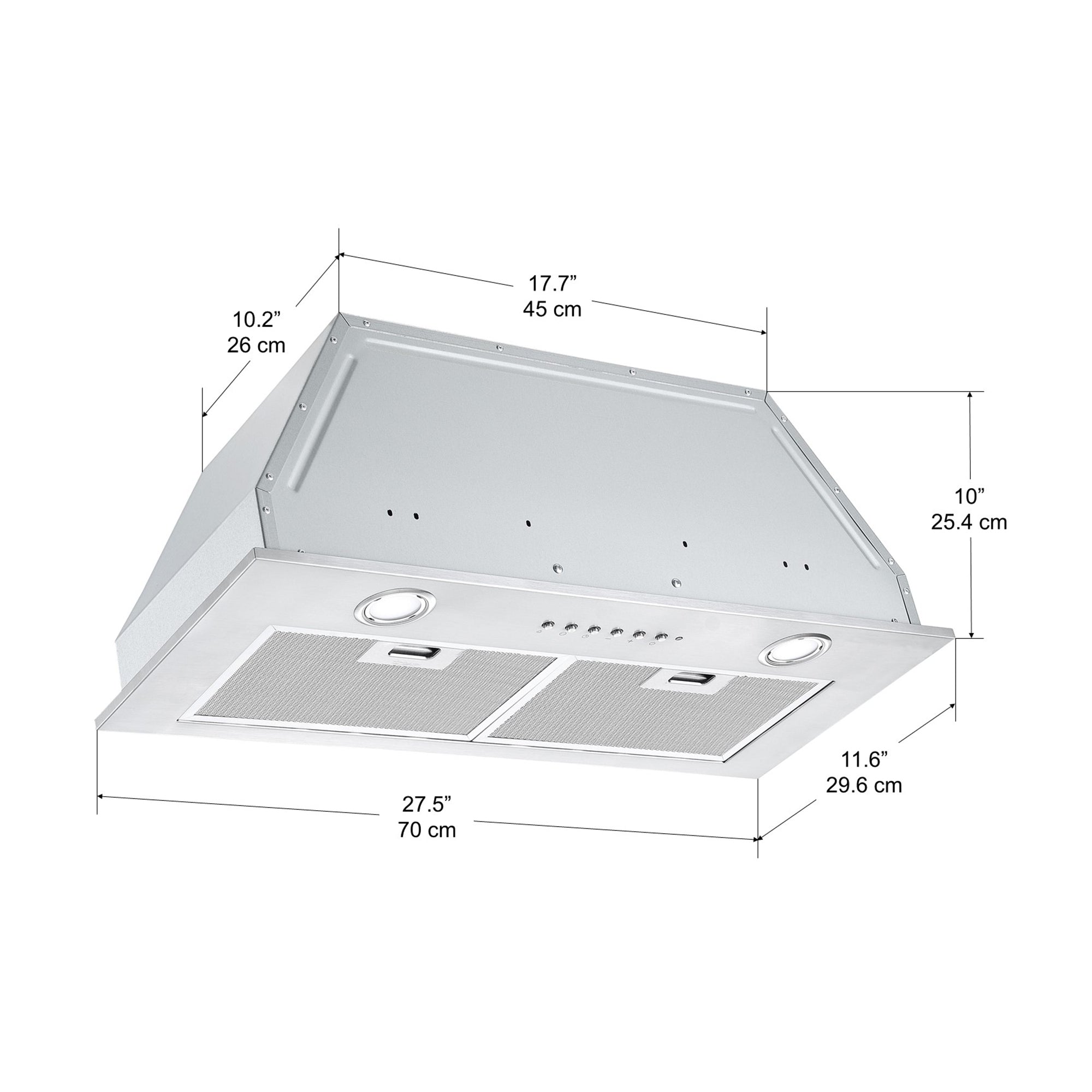 28 in. Built-in BNL430 420 CFM Ducted Range Hood with Night Light Feature