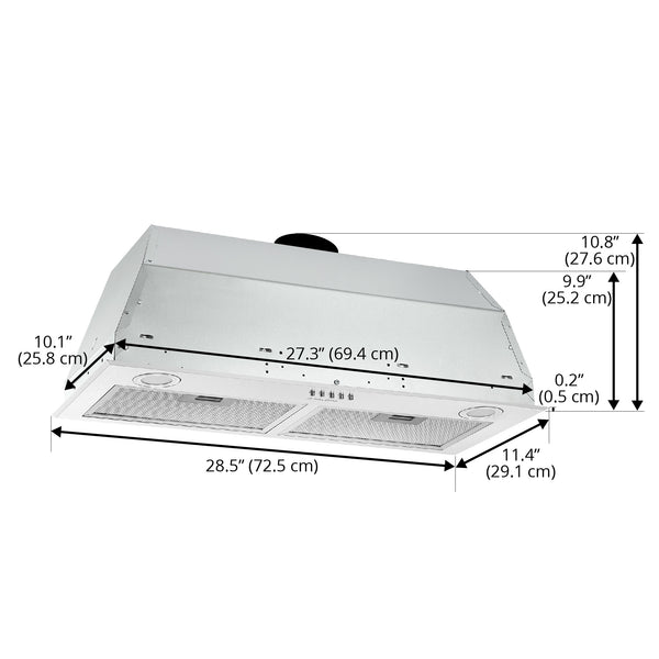 Ancona 28" 600 CFM Ducted Insert Range Hood in Stainless Steel