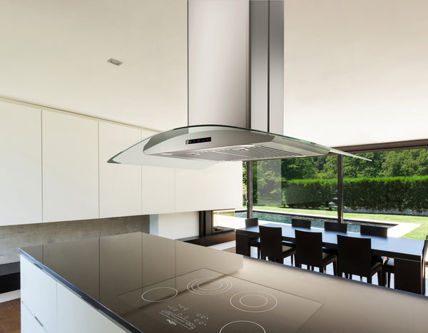 Ancona Elite IGCE636 - 36" Glass Canopy Island Mount Range Hood in Stainless Steel