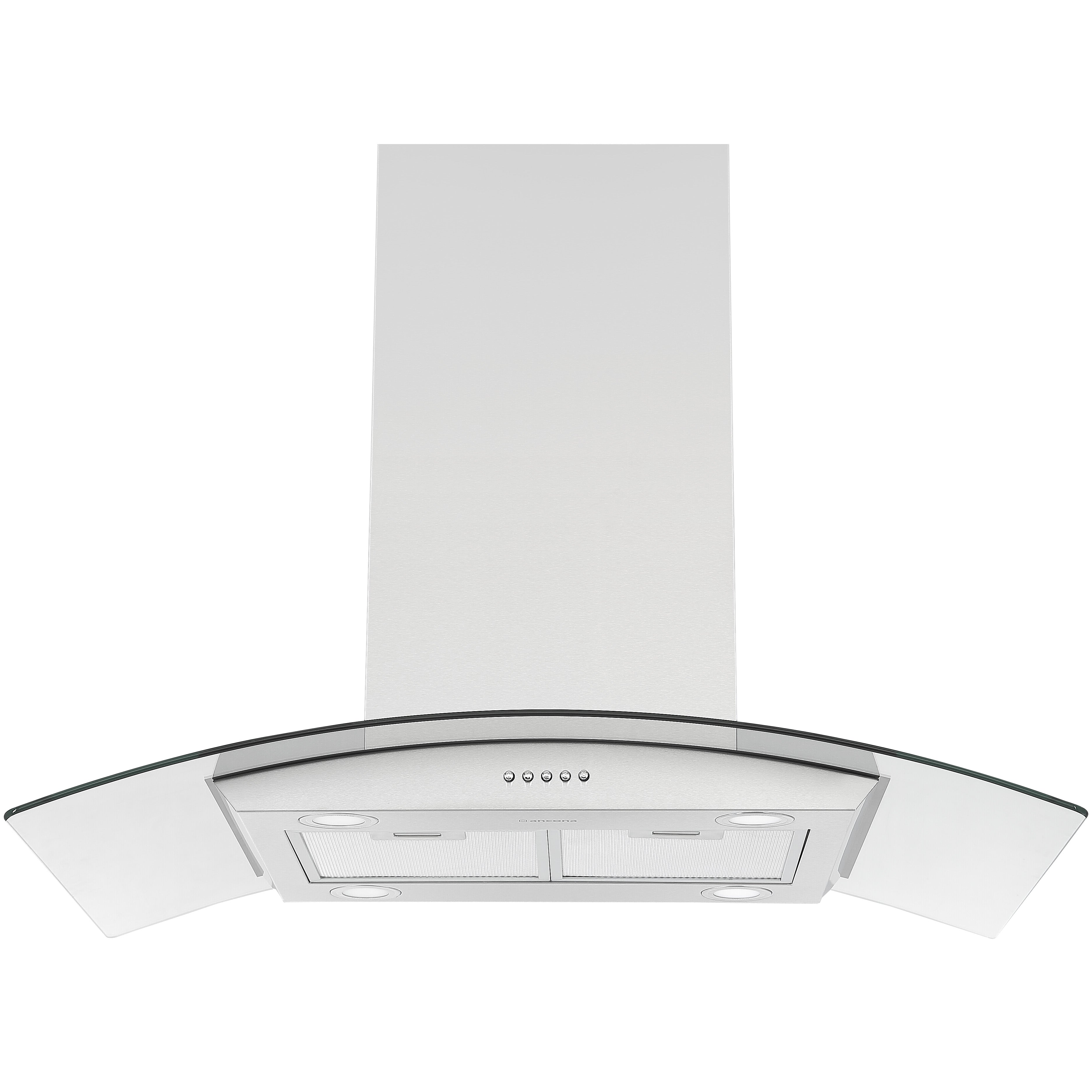 Ancona 36 in.  Convertible Island Mount Glass Canopy Range Hood in Stainless Steel