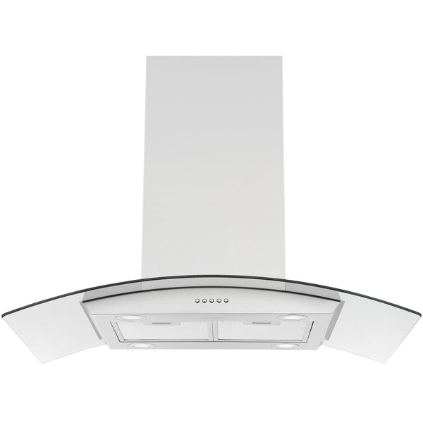 Ancona 36 in.  Convertible Island Mount Glass Canopy Range Hood in Stainless Steel