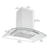 Ancona 36 in.  Convertible Island Mount Glass Canopy Range Hood in Stainless Steel