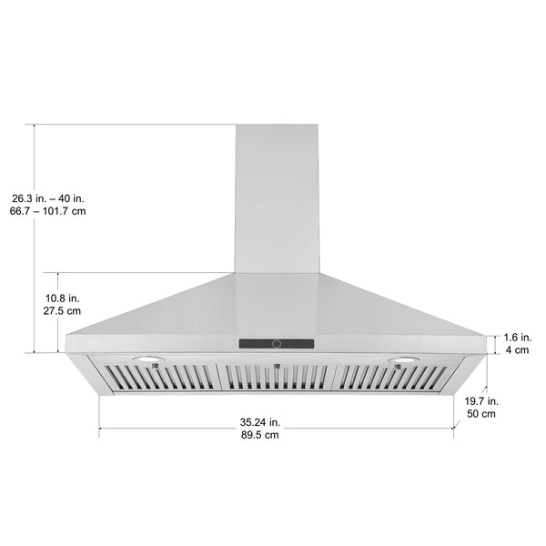 36 in. Convertible Wall-Mounted Pyramid Range Hood in Stainless Steel