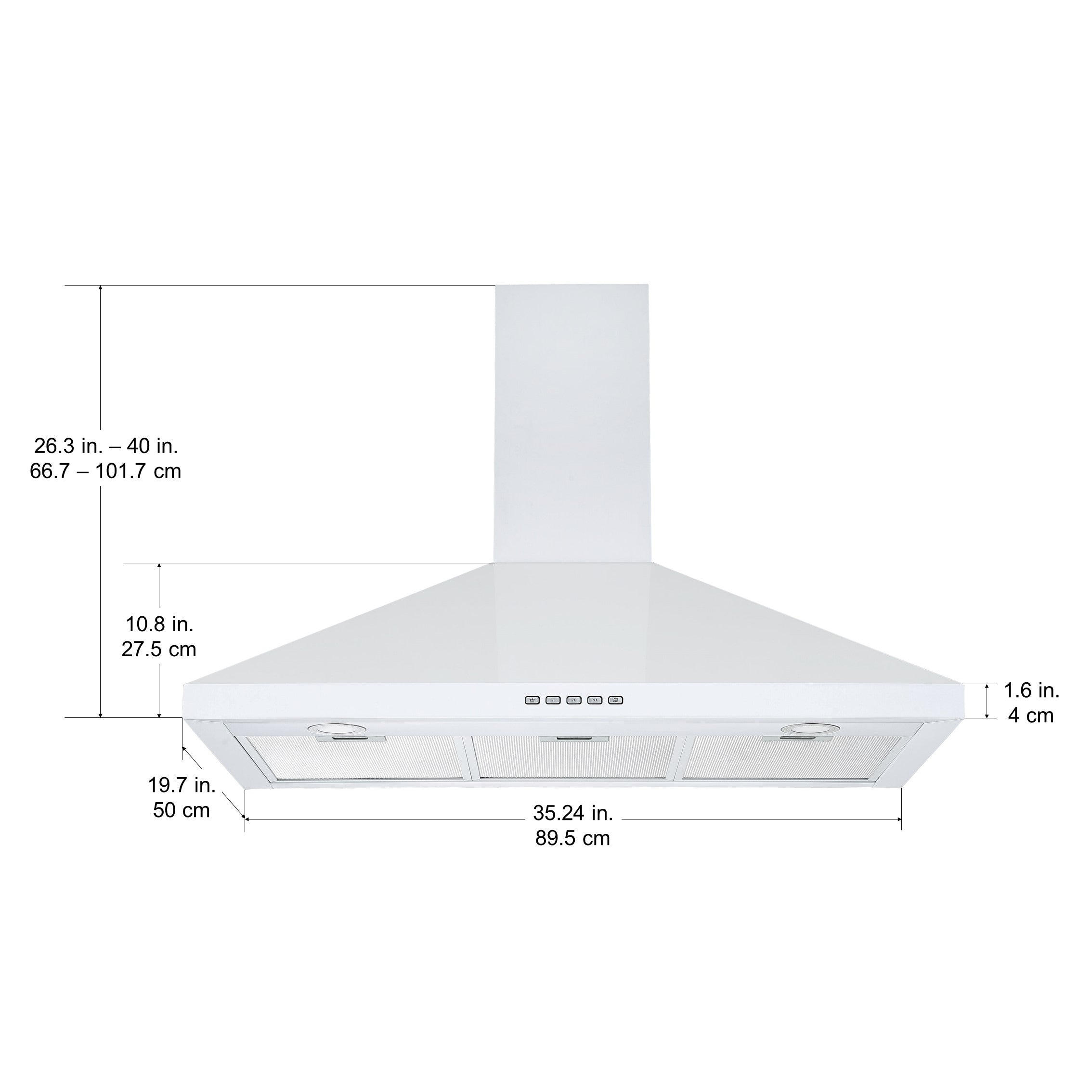 36 in. Convertible Wall-Mounted Pyramid Range Hood in White