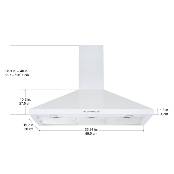 36 in. Convertible Wall-Mounted Pyramid Range Hood in White