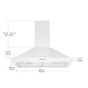Hotte de cuisine pyramidale convertible à fixation murale en acier inoxydable blanc de 76,2 cm (30 po)