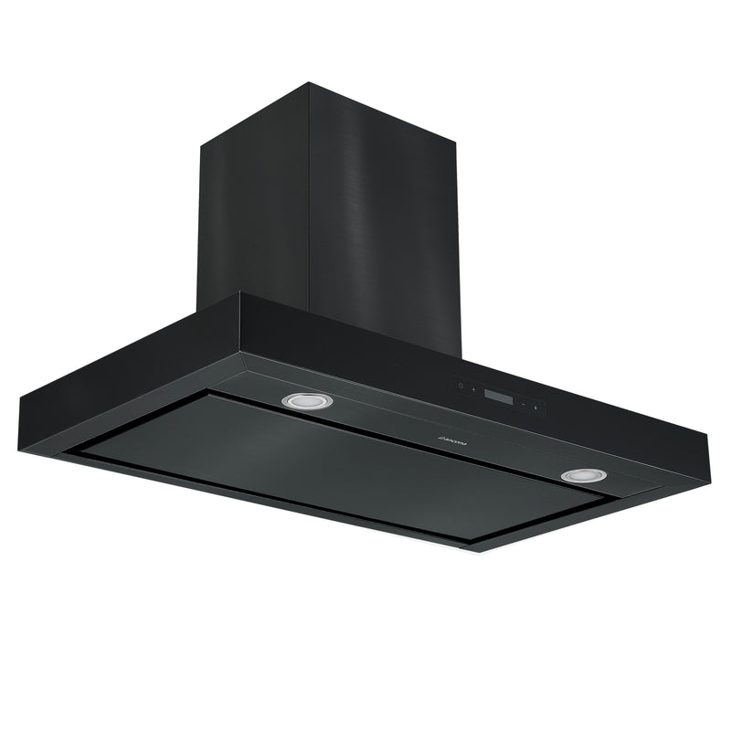 Hotte de cuisine d’Ancona rectangulaire convertible à fixation murale en acier inoxydable noir (36 po)