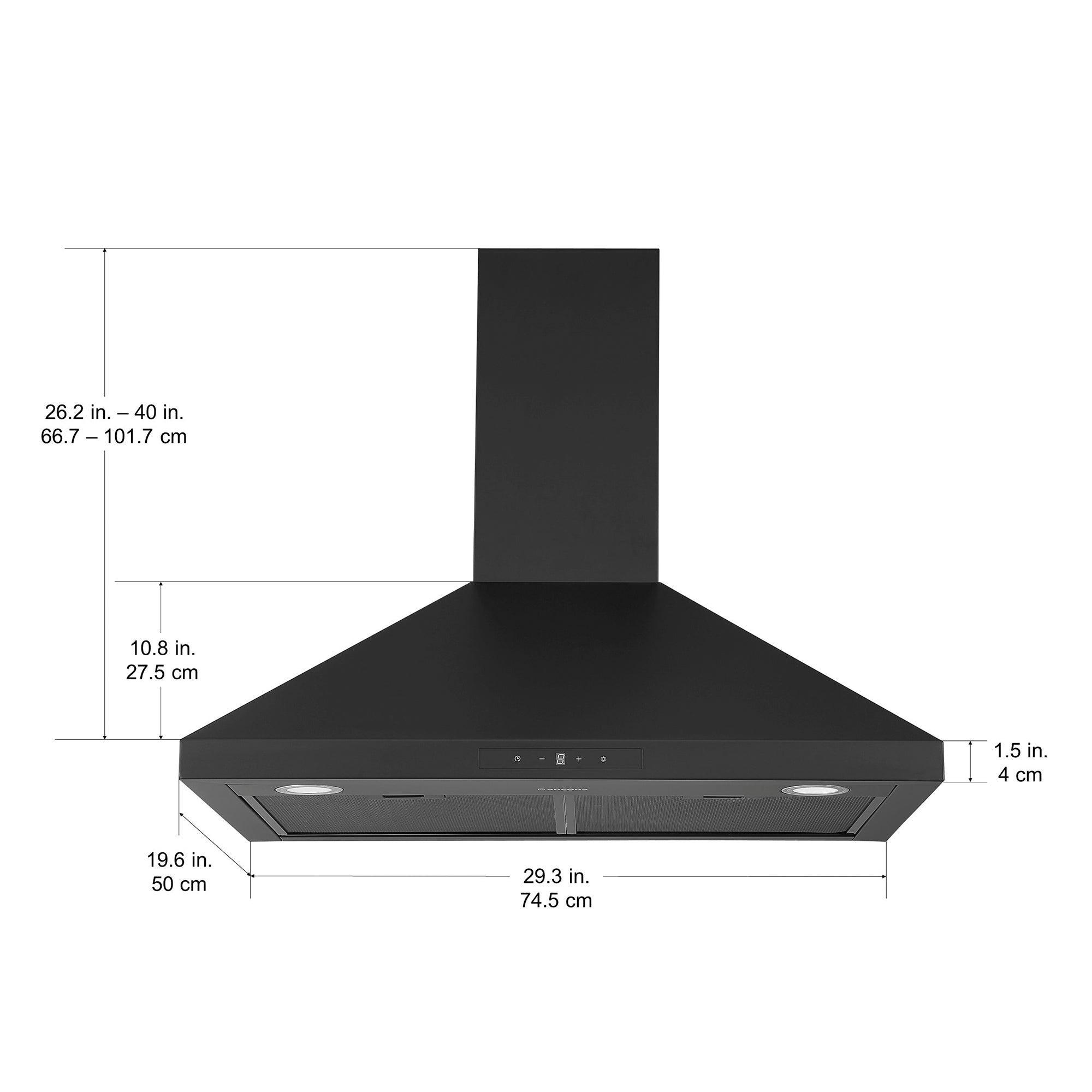 Ancona 30 in. Convertible Wall-Mounted Pyramid Range Hood in Matte Black