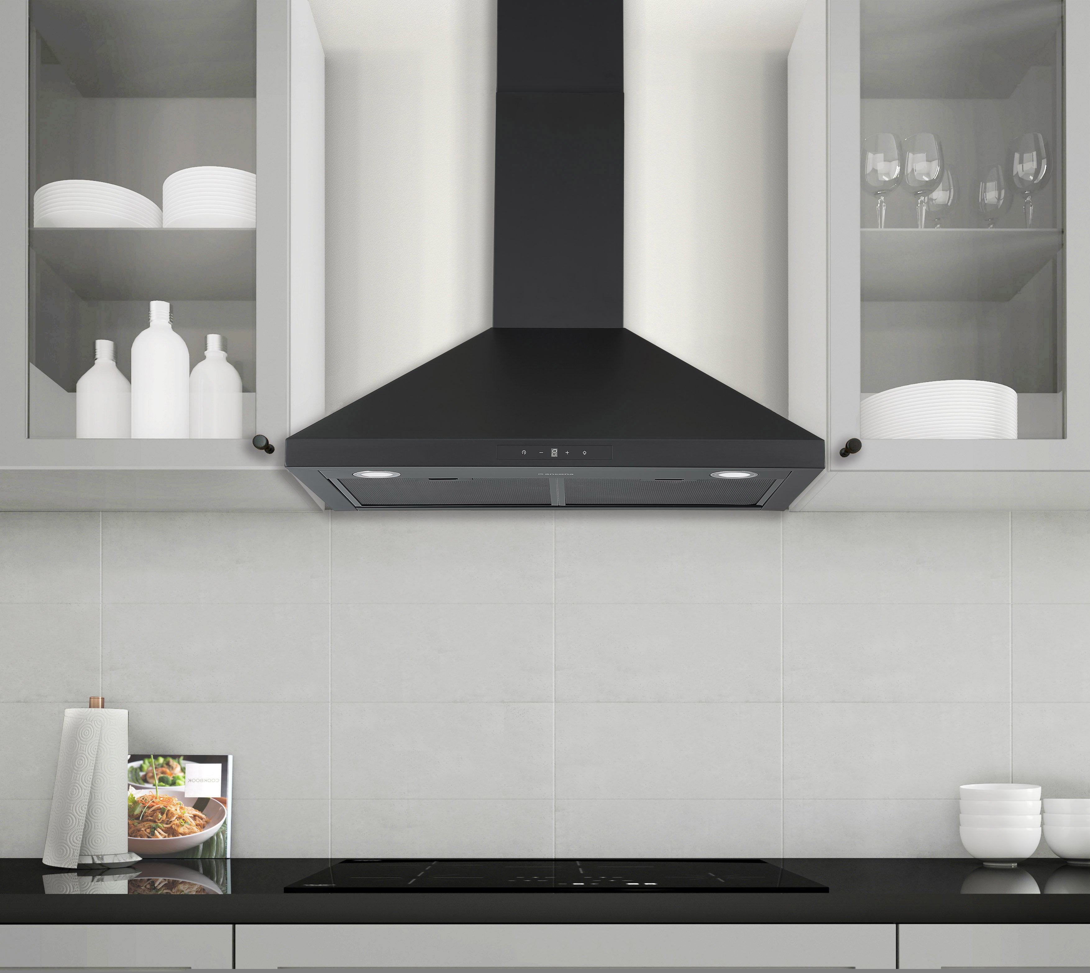 Ancona 30 in. Convertible Wall-Mounted Pyramid Range Hood in Matte Black