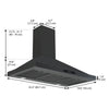 Ancona hotte pyramidale murale convertible de 36" 450 pi3/min en acier inoxydable noir