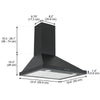 Ancona 24" 280 CFM Convertible Wall Mount Pyramid Range Hood in Matte Black