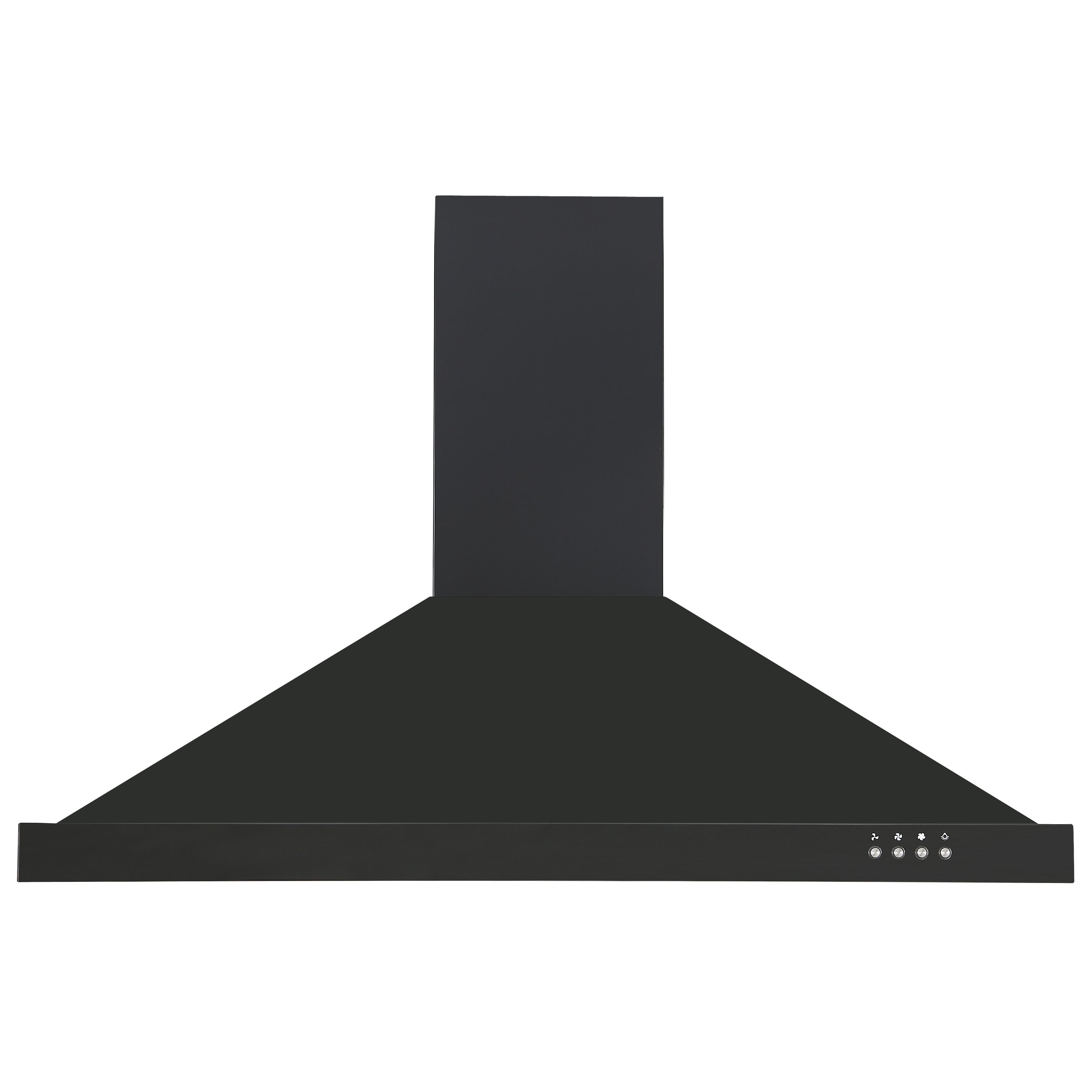 Ancona hotte de cuisine pyramidale convertible à fixation murale de 36” 450 pi3/min en acier inoxydable noir