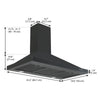 Ancona hotte de cuisine pyramidale convertible à fixation murale de 36” 450 pi3/min en acier inoxydable noir