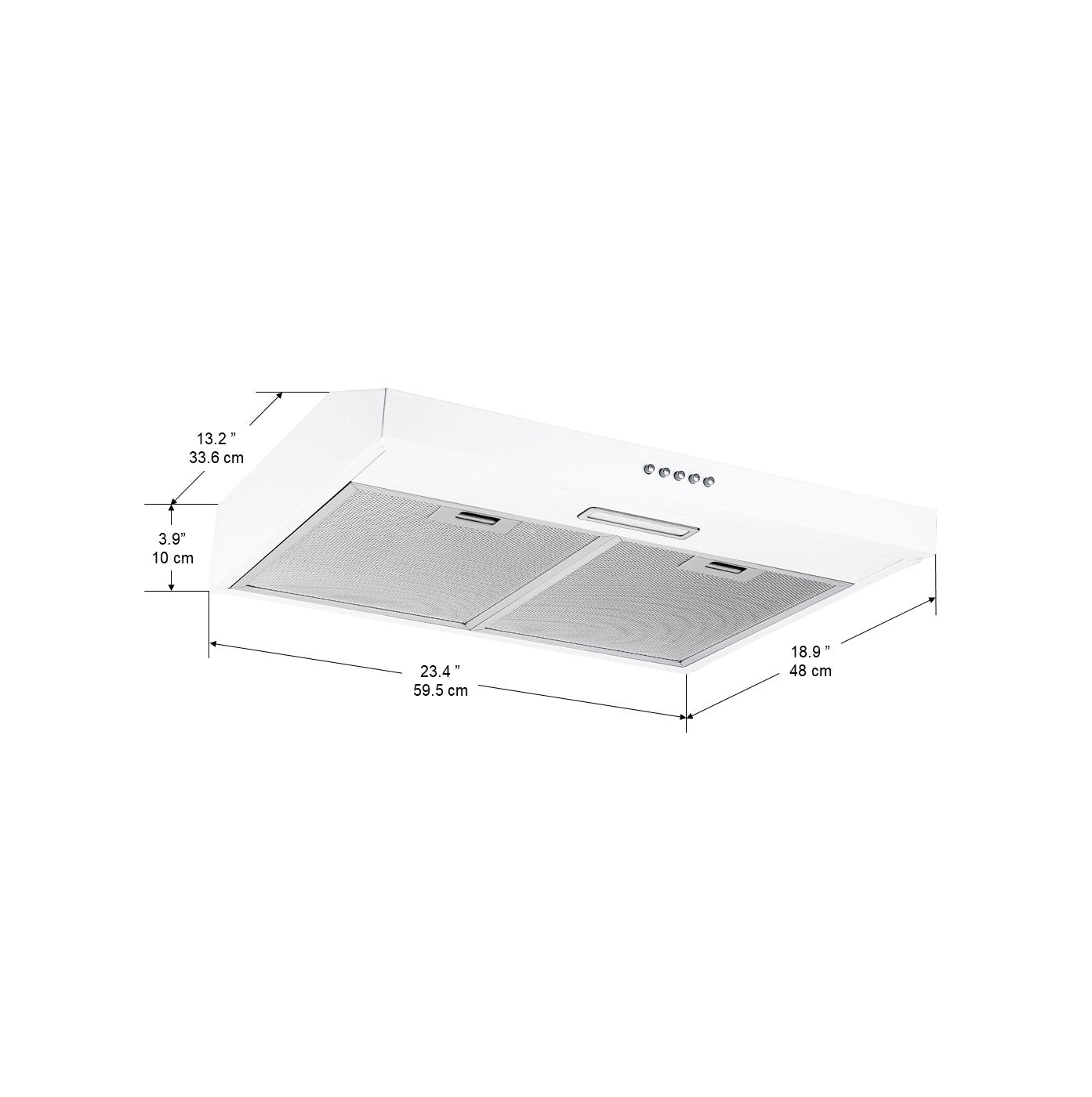 Hotte convertible 24 pouces 110 cfm en acier inoxydable blanc