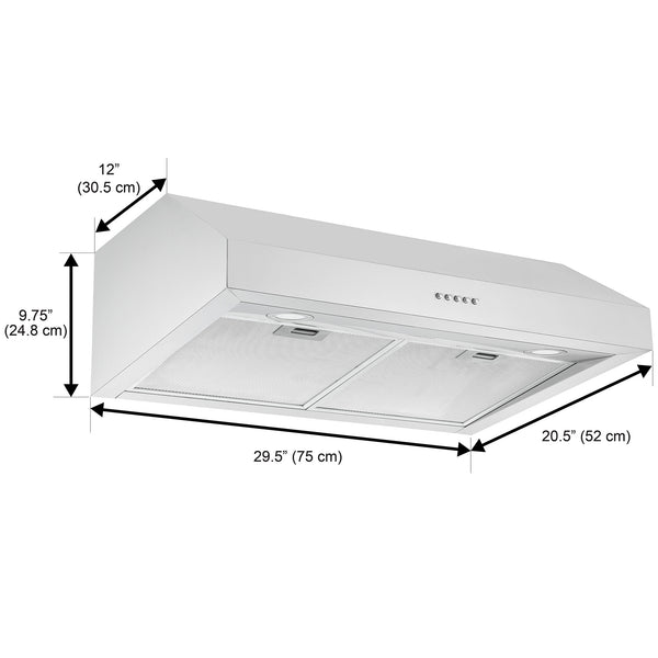 Ancona 30in. Ducted Under Cabinet Range Hood in Stainless Steel