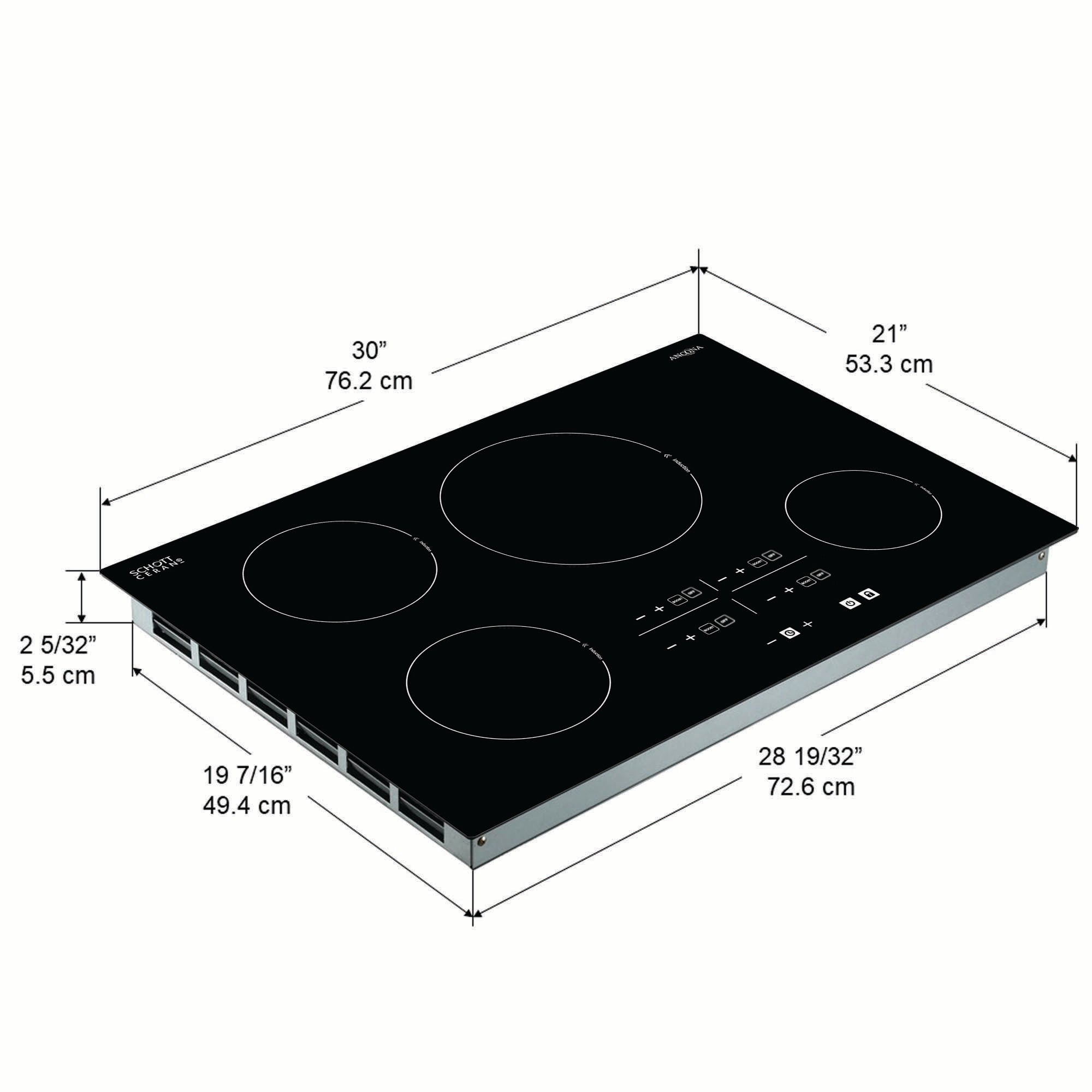 Ancona surface de cuisson à induction à 4 brûleurs de 30” de la gamme Elite en céramique noire