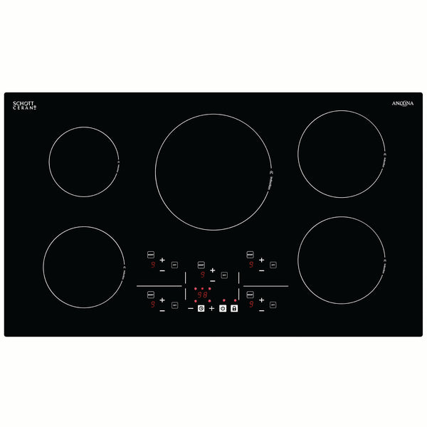 Ancona surface de cuisson à induction à  5 brûleurs Elite de 36" en céramique noire 