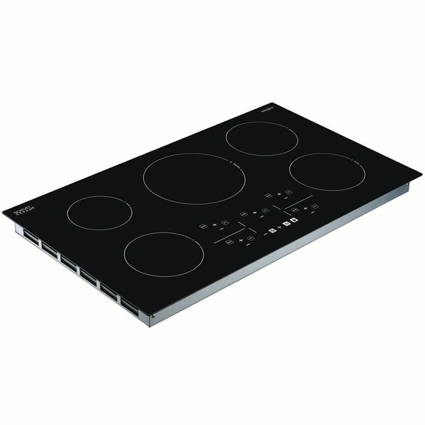 Ancona surface de cuisson à induction à  5 brûleurs Elite de 36" en céramique noire 