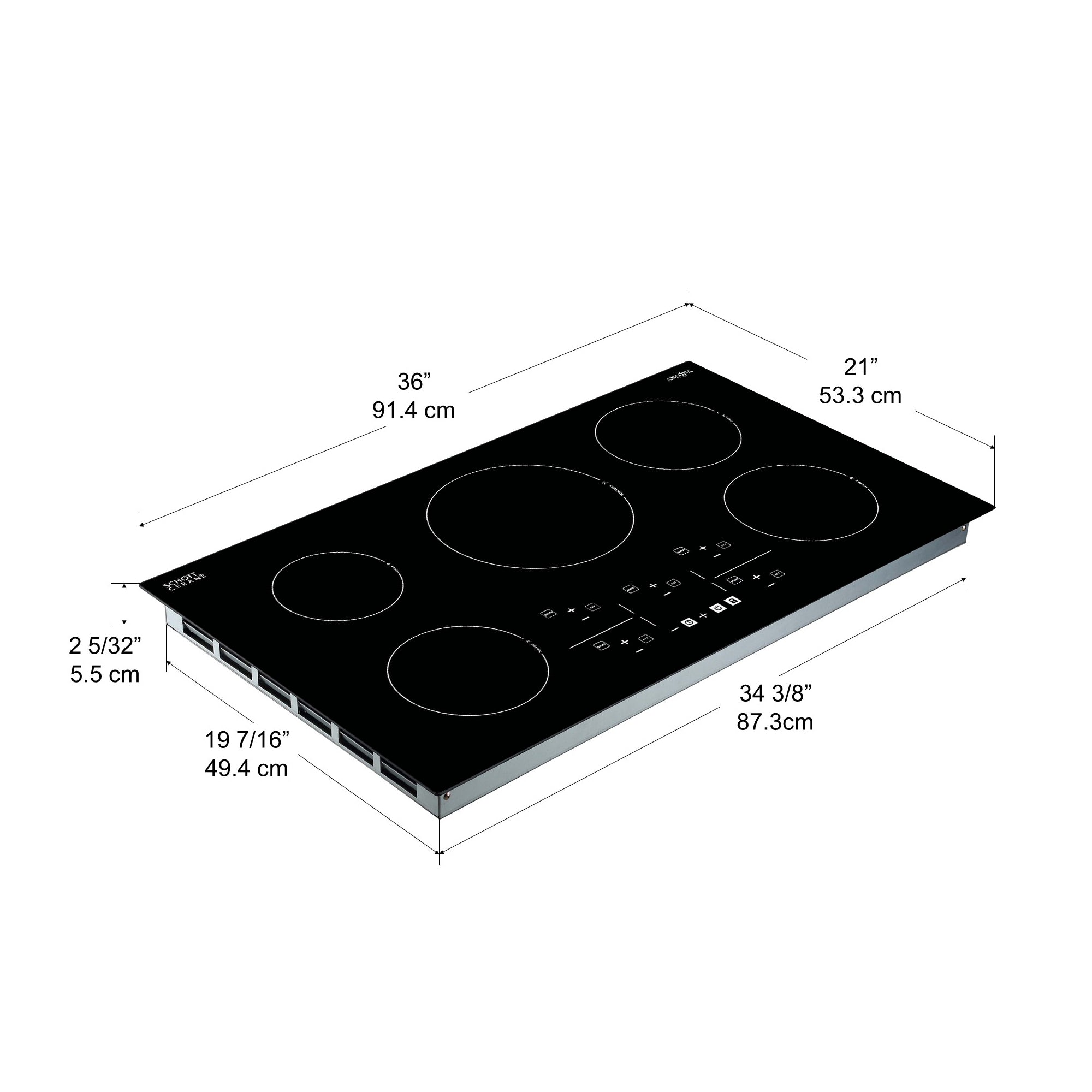 Ancona surface de cuisson à induction à  5 brûleurs Elite de 36