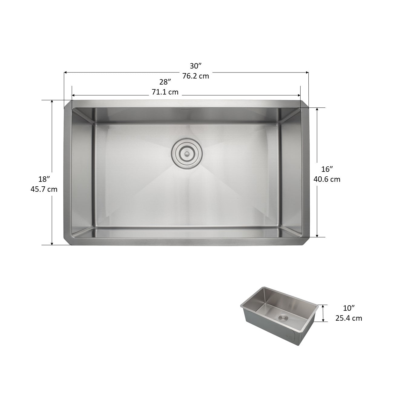 Évier simple encastrable sous-plan Prestige Series