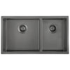 Prestige Series Undermount Stainless Steel 32 in. 60/40 Double Bowl Kitchen Sink with Grid and Strainer in Black PVD Nano