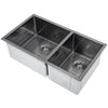 Prestige Series Undermount Stainless Steel 32 in. 60/40 Double Bowl Kitchen Sink with Grid and Strainer in Black PVD Nano