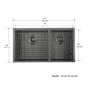 Prestige Series Undermount Stainless Steel 32 in. 60/40 Double Bowl Kitchen Sink with Grid and Strainer in Black PVD Nano