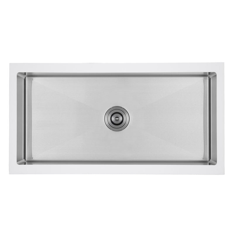 Ancona Undermount 36" Single Bowl Farmhouse Apron Front Kitchen Sink in White and Stainless Steel